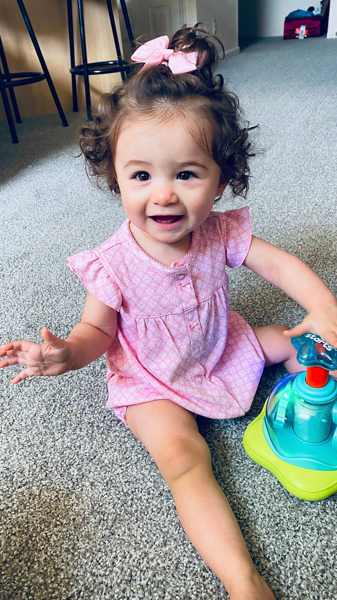Kelby joined the competition — help win amazing prizes! baby_toddler_clothing, cheek, eye, face, facial_expression, finger, hair, happy, head, human_body, iris, joy, leg, organ, person, pink, purple, skin, sleeve, smile
