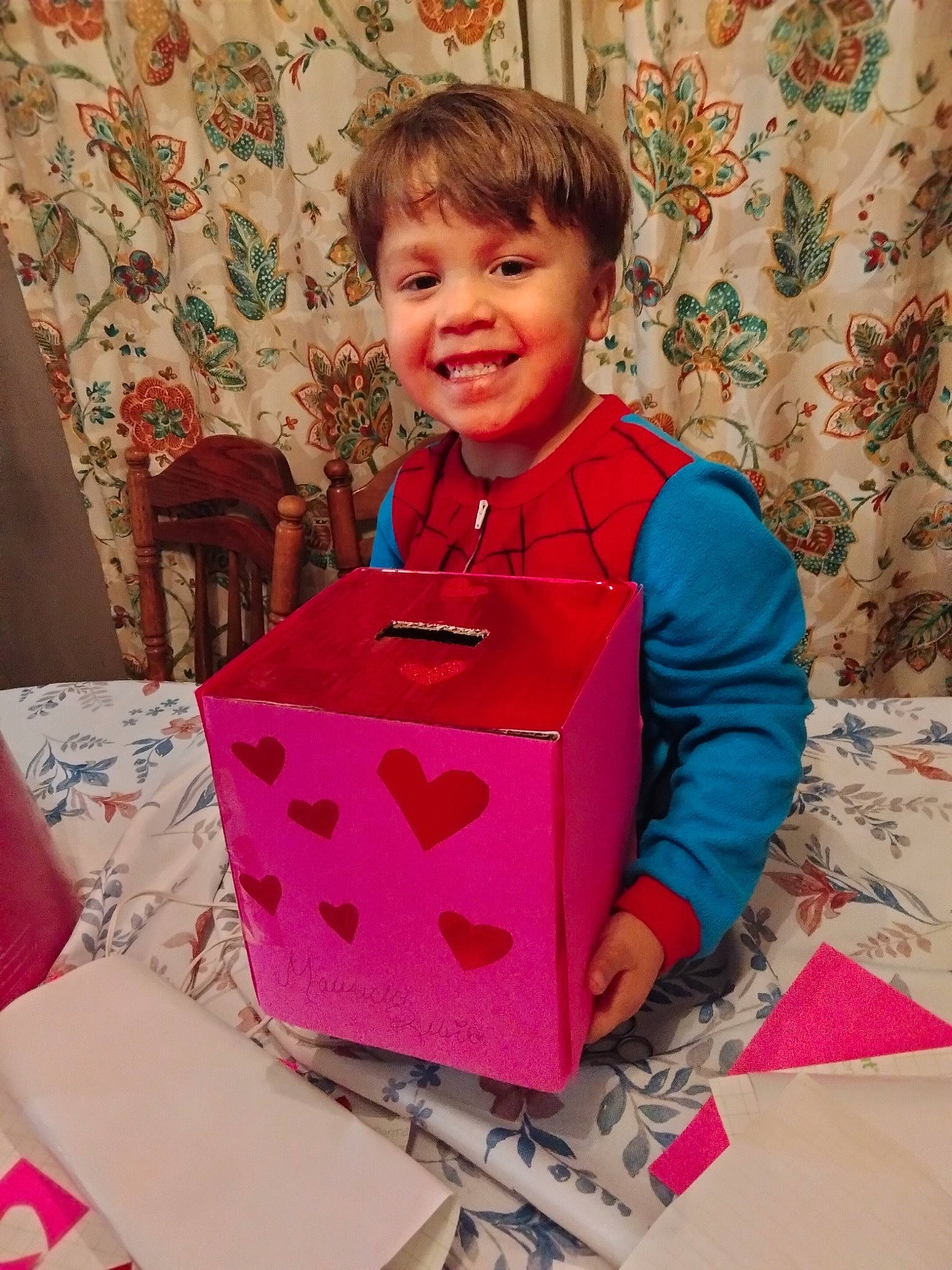 Mauricio joined the competition — help win amazing prizes! baby_toddler_clothing, carmine, child, curtain, event, fun, happy, joy, linens, magenta, paper_product, pattern, person, pink, play, room, sitting, sleeve, smile, t_shirt