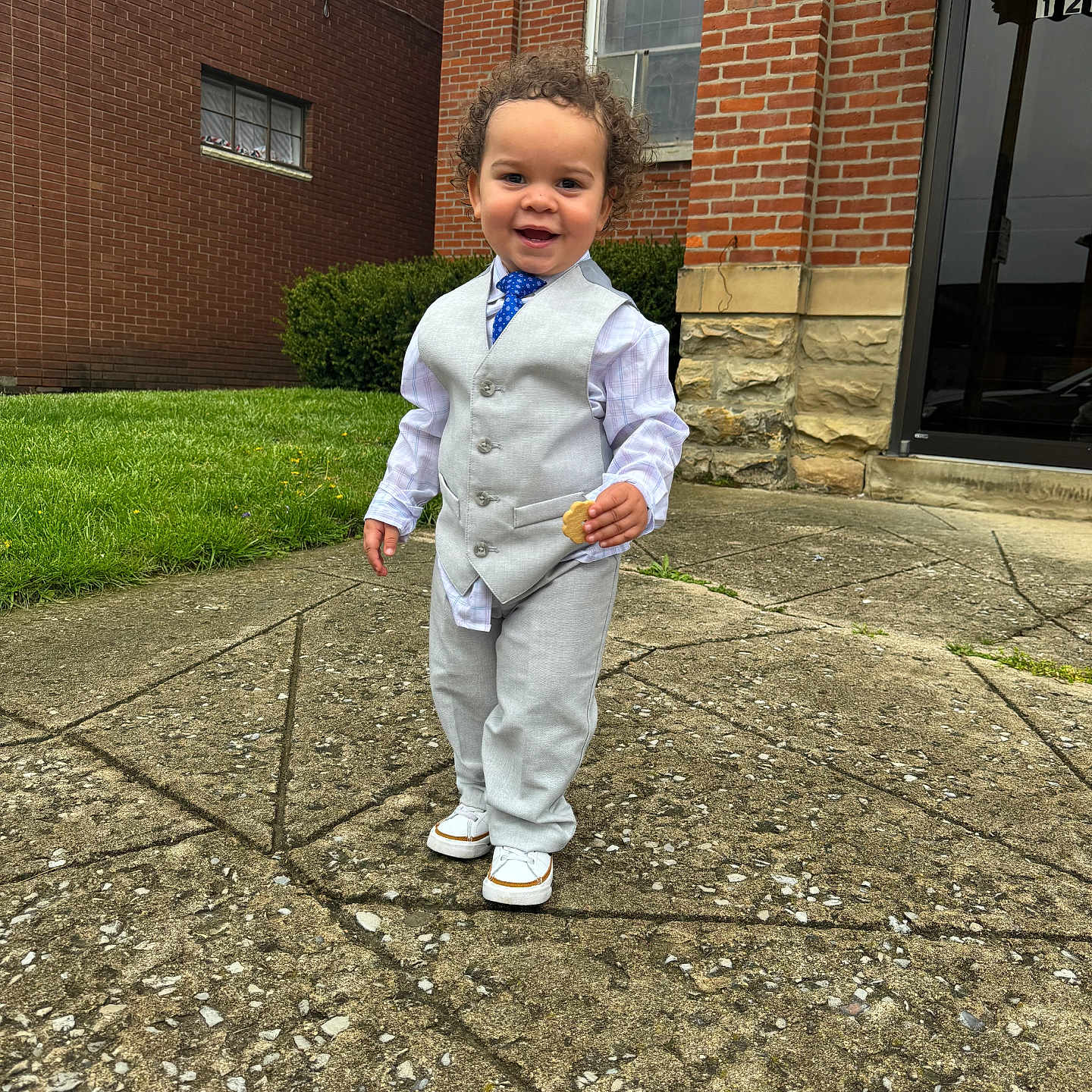 Sonny joined the competition — help win amazing prizes! accessories, blazer, boy, brick, child, clothing, coat, face, formalwear, head, jacket, longsleeve, pants, path, person, photography, portrait, sleeve, tie, walkway
