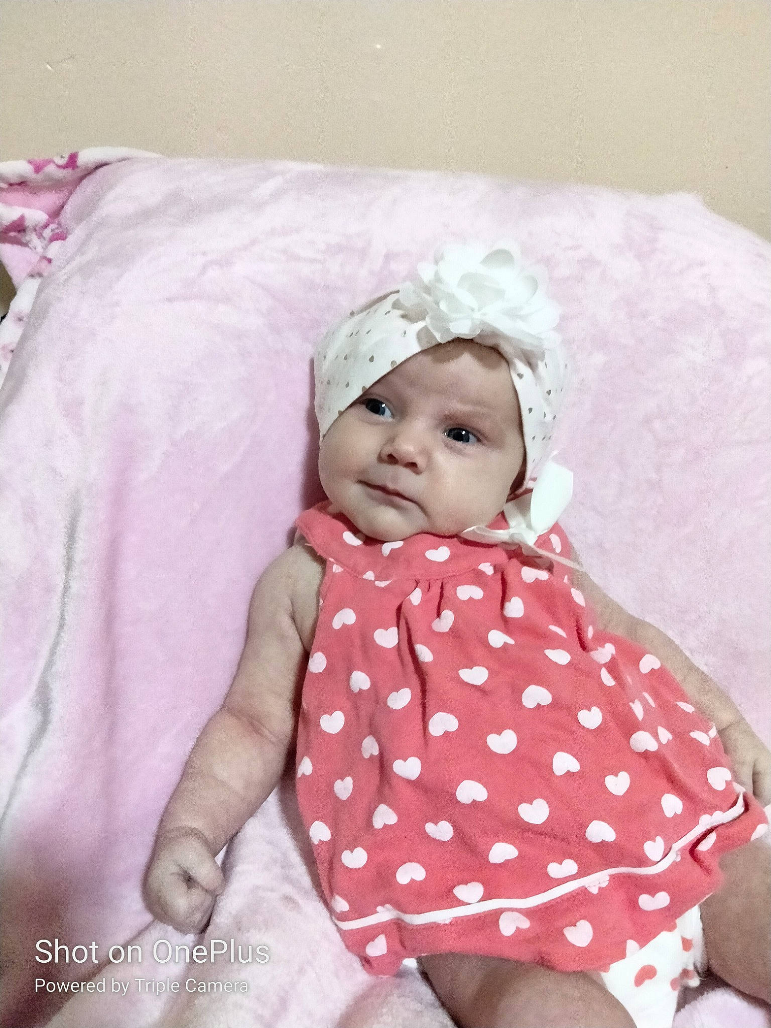 Sherry is registered to the contest to win money with this photo: baby, baby_toddler_clothing, comfort, day_dress, design, dress, eye, face, happy, headgear, headwear, linens, lip, magenta, pattern, person, pink, purple, skin, sleeve