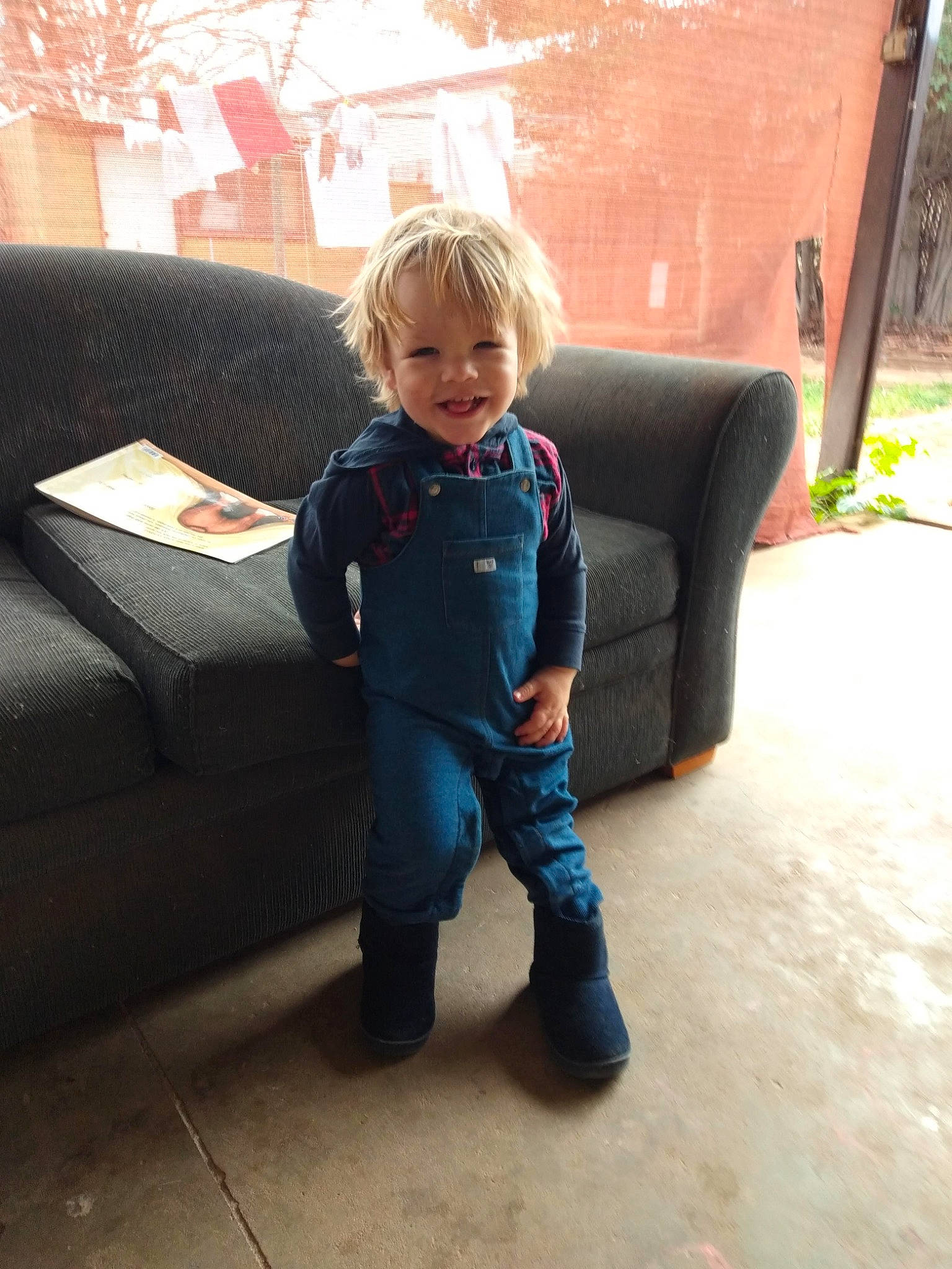 Kyden joined the competition — help win amazing prizes! child, cool, denim, footwear, furniture, jacket, jeans, joy, leg, outerwear, person, play, shoe, sitting, smile, standing, t_shirt, toddler, vacation