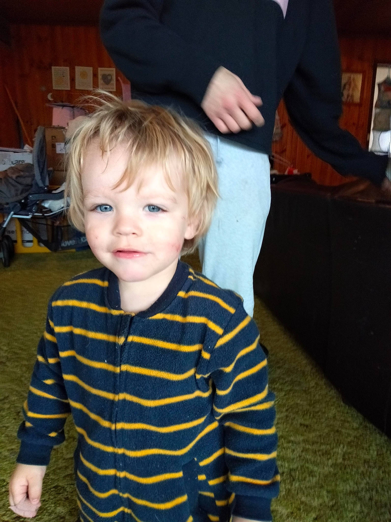 Kyden joined the competition — help win amazing prizes! blond, bowl_cut, cheek, child, eye, face, head, outerwear, person, sleeve, smile, t_shirt, toddler