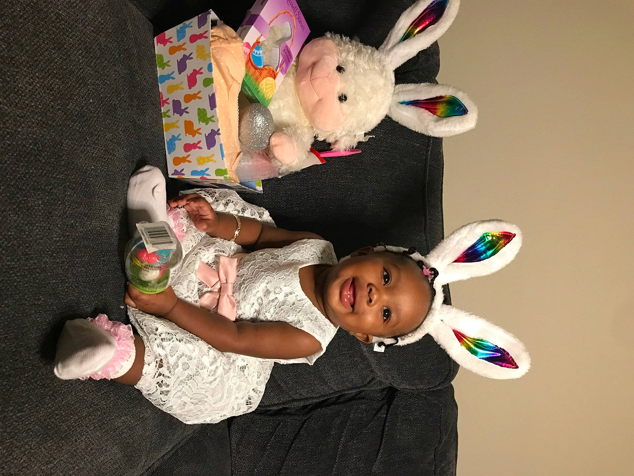 Kailee joined the competition — help win amazing prizes! arm, baby, baby_products, baby_toddler_clothing, baby_toys, child, event, fun, happy, joy, mammal, people, person, plush, product, room, smile, stuffed_toy, textile, toddler