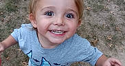 Alvin is registered to the contest to win money with this photo: autumn, blonde_hair, blue_eyes, child, close_up, face, grass, gray_shirt, happy, leaves, outdoor, photography, playful, portrait, red_shoes, sandals, smiling, standing, teeth, toddler