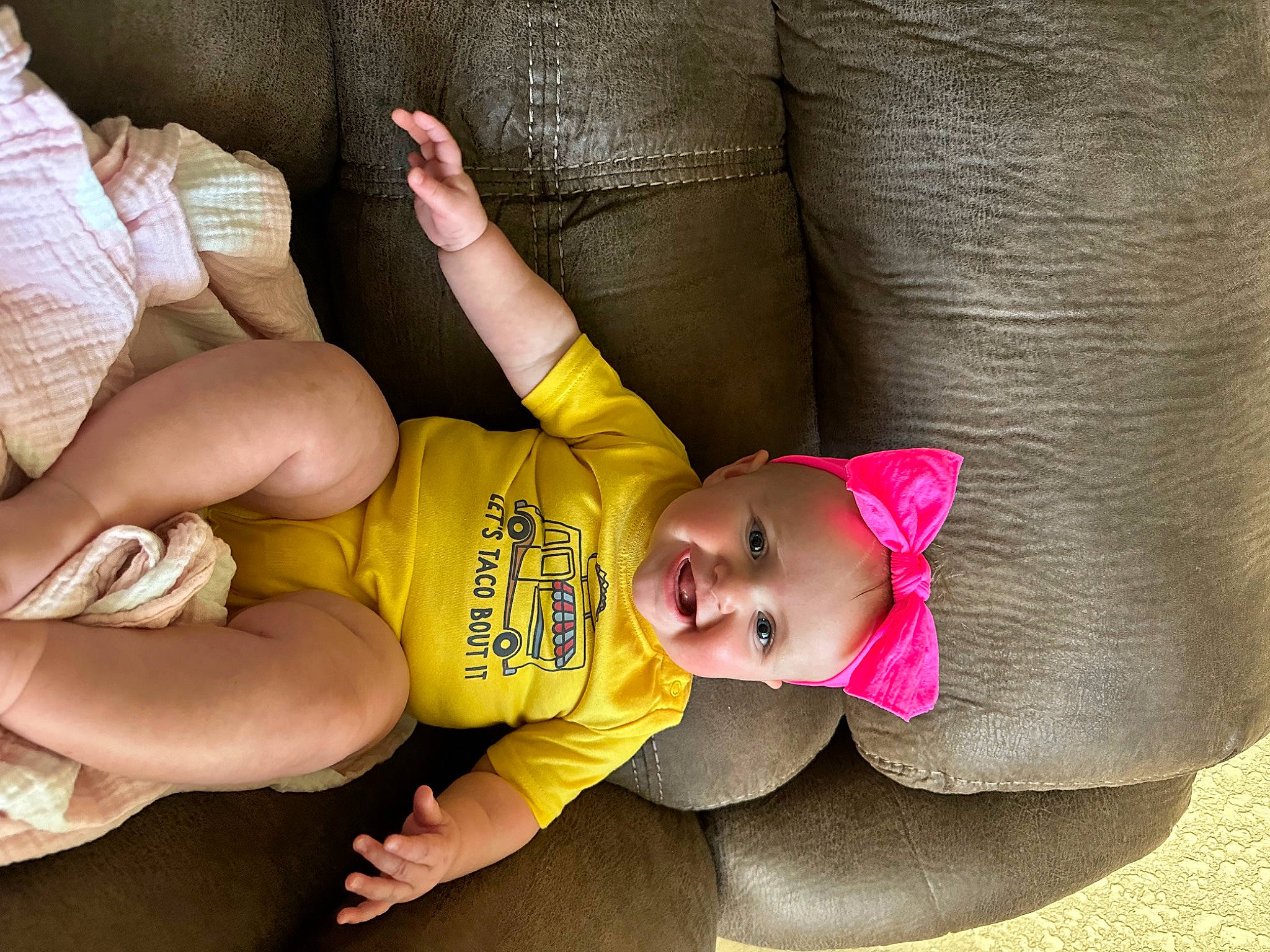 Averie joined the competition — help win amazing prizes! baby, baby_toddler_clothing, child, comfort, eye, finger, foot, glasses, happy, hat, human_leg, joy, knee, mammal, mouth, people, person, skin, smile, thigh