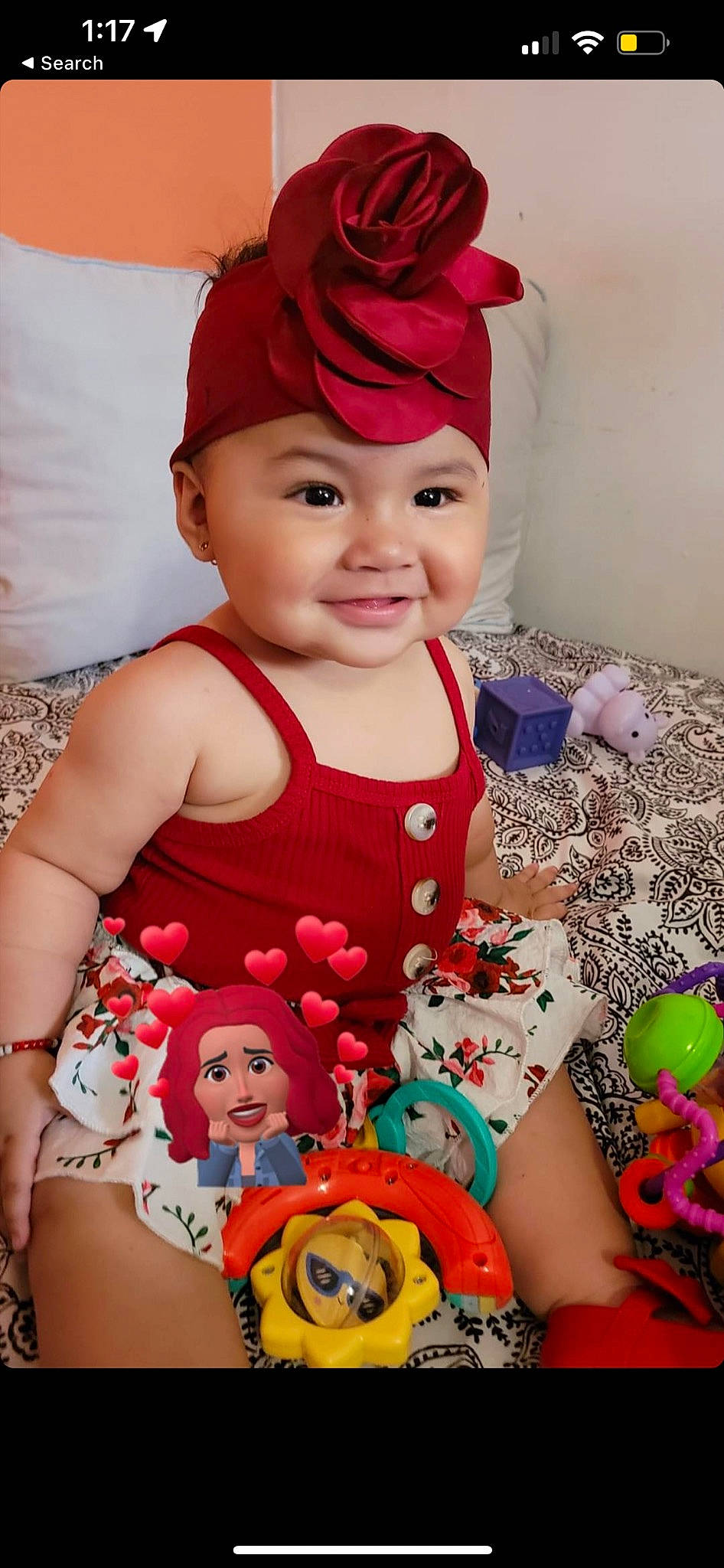 Perliy joined the competition — help win amazing prizes! baby, baby_toddler_clothing, cap, cheek, child, dress, eye, face, facial_expression, happy, head, headwear, joy, lip, organ, person, photograph, pink, product, skin