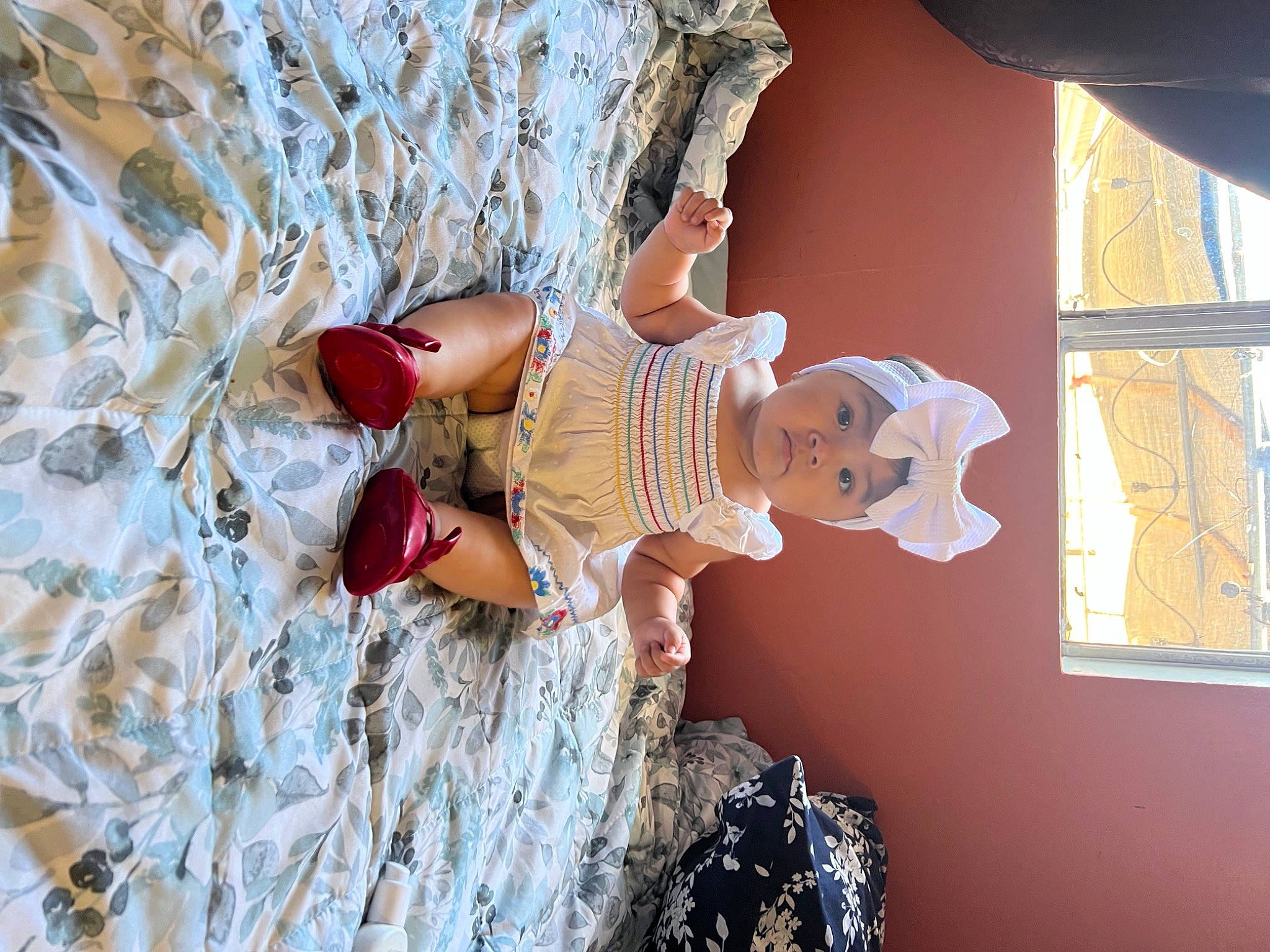 Perliy is registered to the contest to win money with this photo: adventure, baby, child, dress, fun, happy, hat, headwear, leisure, organism, person, plant, room, textile, thigh, toddler, toy, tree, trunk, wall
