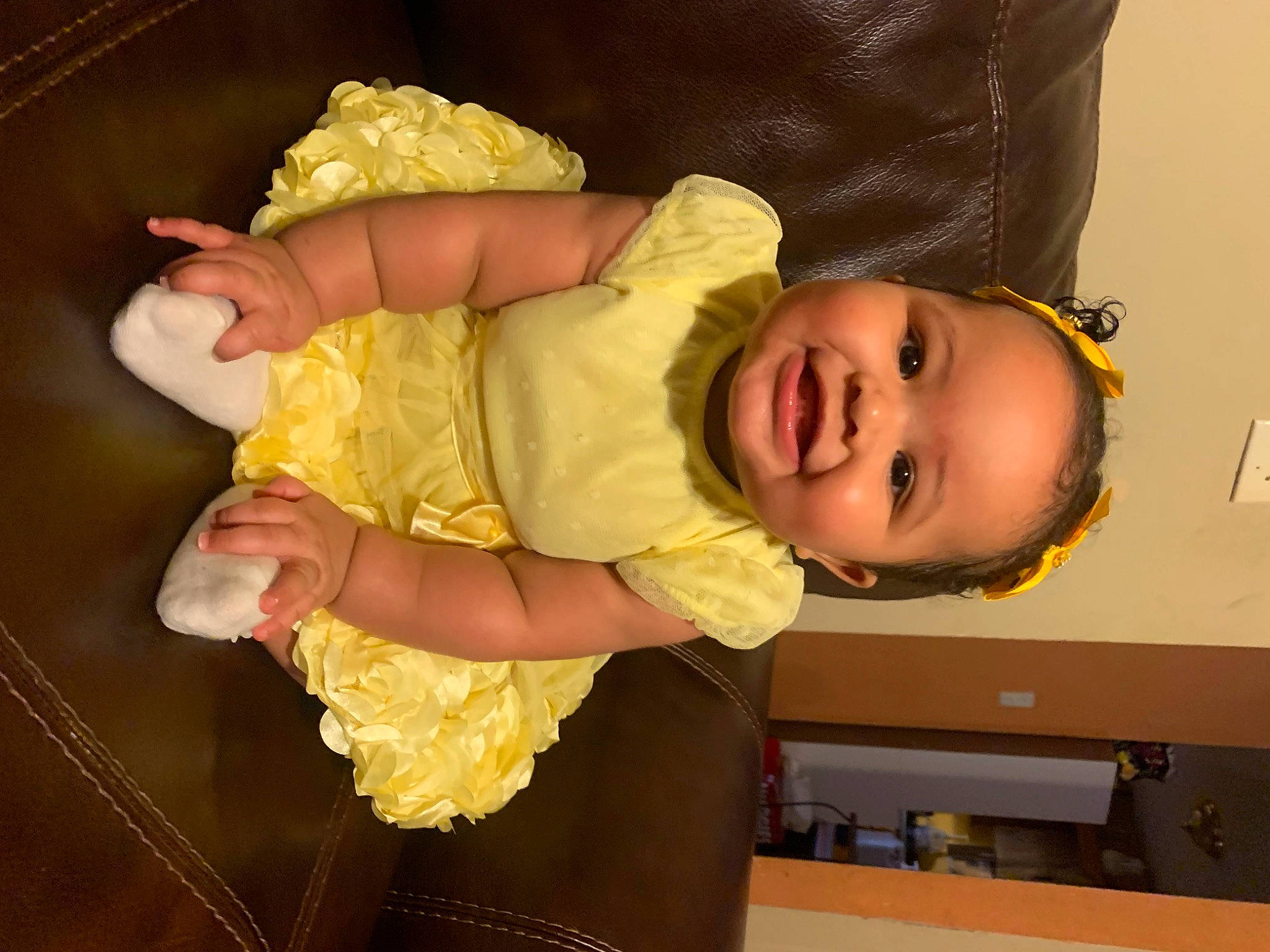 Leilani joined the competition — help win amazing prizes! abdomen, baby, baby_products, baby_safety, baby_sleeping, baby_toddler_clothing, cheek, child, comfort, facial_expression, fun, happy, joy, mouth, person, room, skin, sleeve, smile, thumb