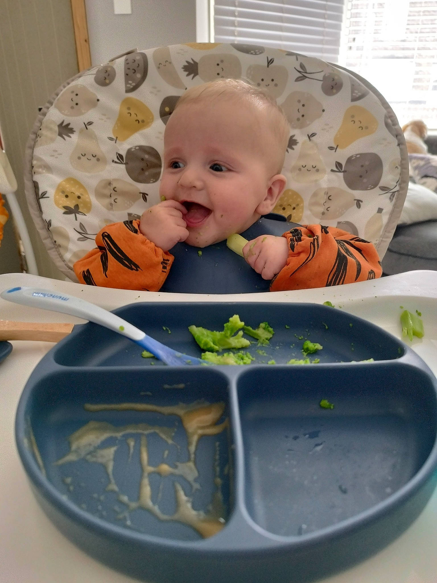 Alfie is registered to the contest to win money with this photo: baby, baby_products, baby_safety, baby_toddler_clothing, bib, child, comfort, comfort_food, dishware, drinkware, happy, person, play, porcelain, serveware, sitting, sleeve, smile, tableware, toddler
