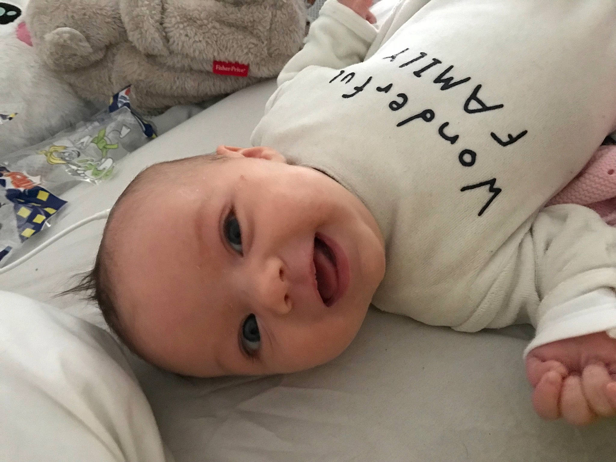 ïnaya participe au concours pour gagner de l'argent avec cette photo : baby, baby_sleeping, baby_toddler_clothing, bedding, cheek, child, chin, comfort, font, gesture, happy, linens, mouth, nose, person, skin, sleeve, smile, textile, toddler