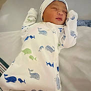 Legend joined the competition — help win amazing prizes! baby, newborn, sleeping, onesie, hat, whale_pattern, infant, bed, bedding, cozy, cute, peaceful, child, portrait, soft, clothing, sleep, rest, laying, young