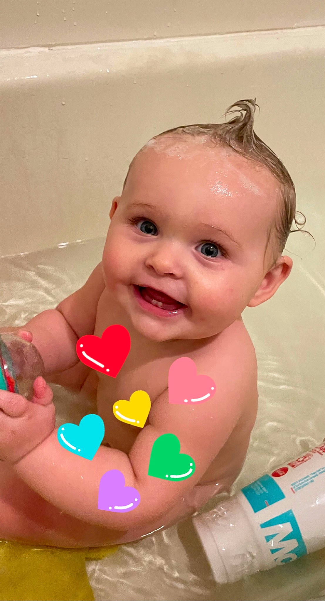 Kinsley Morgan joined the competition — help win amazing prizes! baby, baby_bathing, baby_playing_with_toys, bath_toy, bathing, cheek, ear, eye, hairstyle, happy, head, human_body, iris, joy, lip, mouth, neck, person, pink, skin
