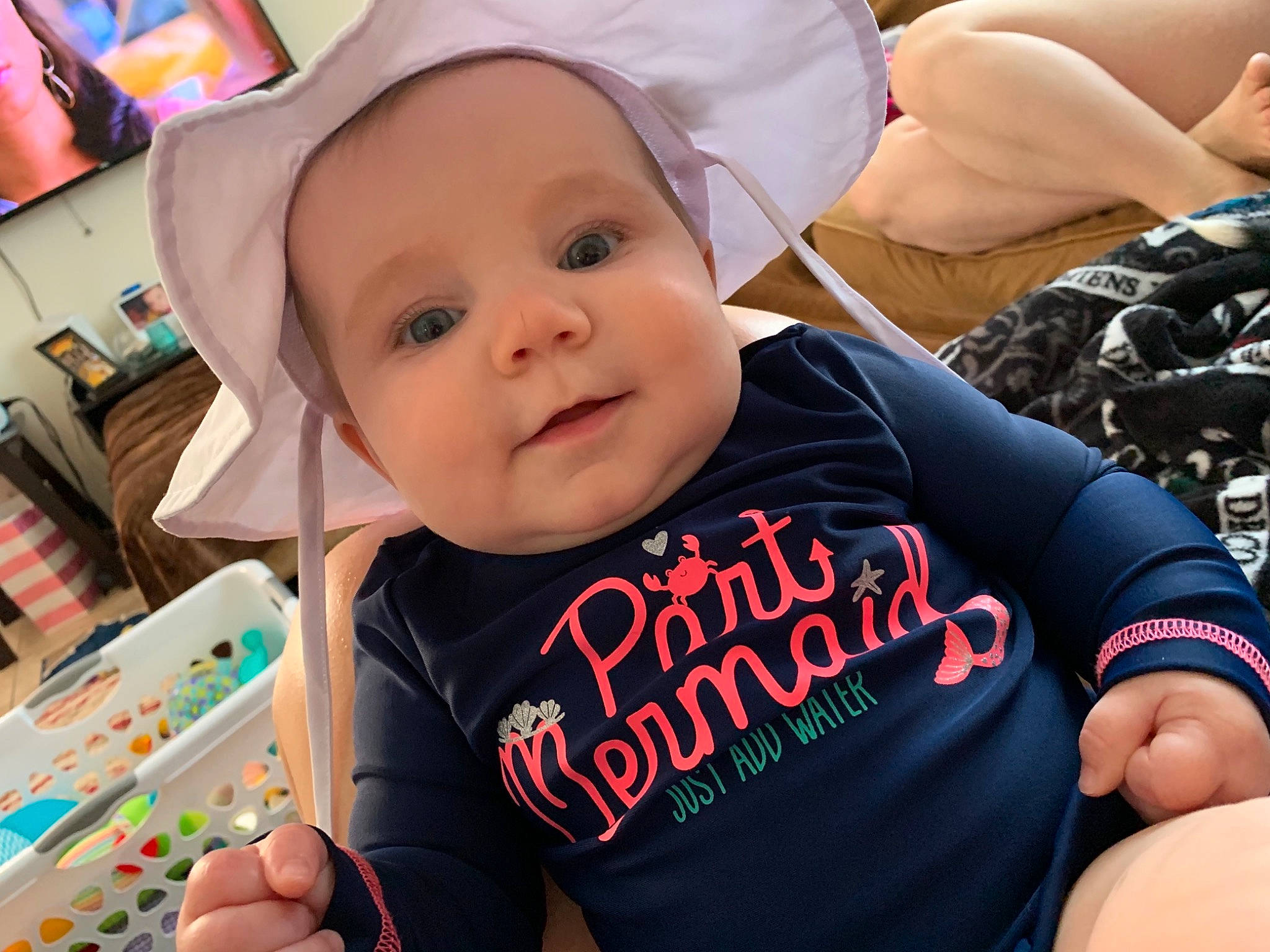 Isabella joined the competition — help win amazing prizes! baby, baby_products, baby_toddler_clothing, cap, child, elbow, event, fashion_accessory, fun, gesture, happy, hat, leisure, person, product, skin, smile, summer, sun_hat, t_shirt