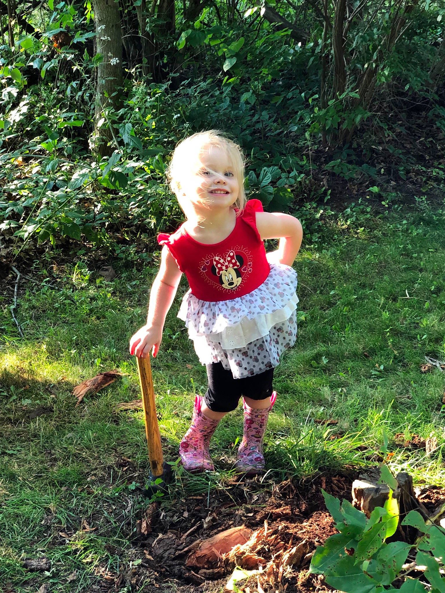 Joslyn is registered to the contest to win money with this photo: botany, child, garden, gardening, grass, joy, jungle, leaf, person, plant, shrub, soil, terrestrial_plant, toddler, tree