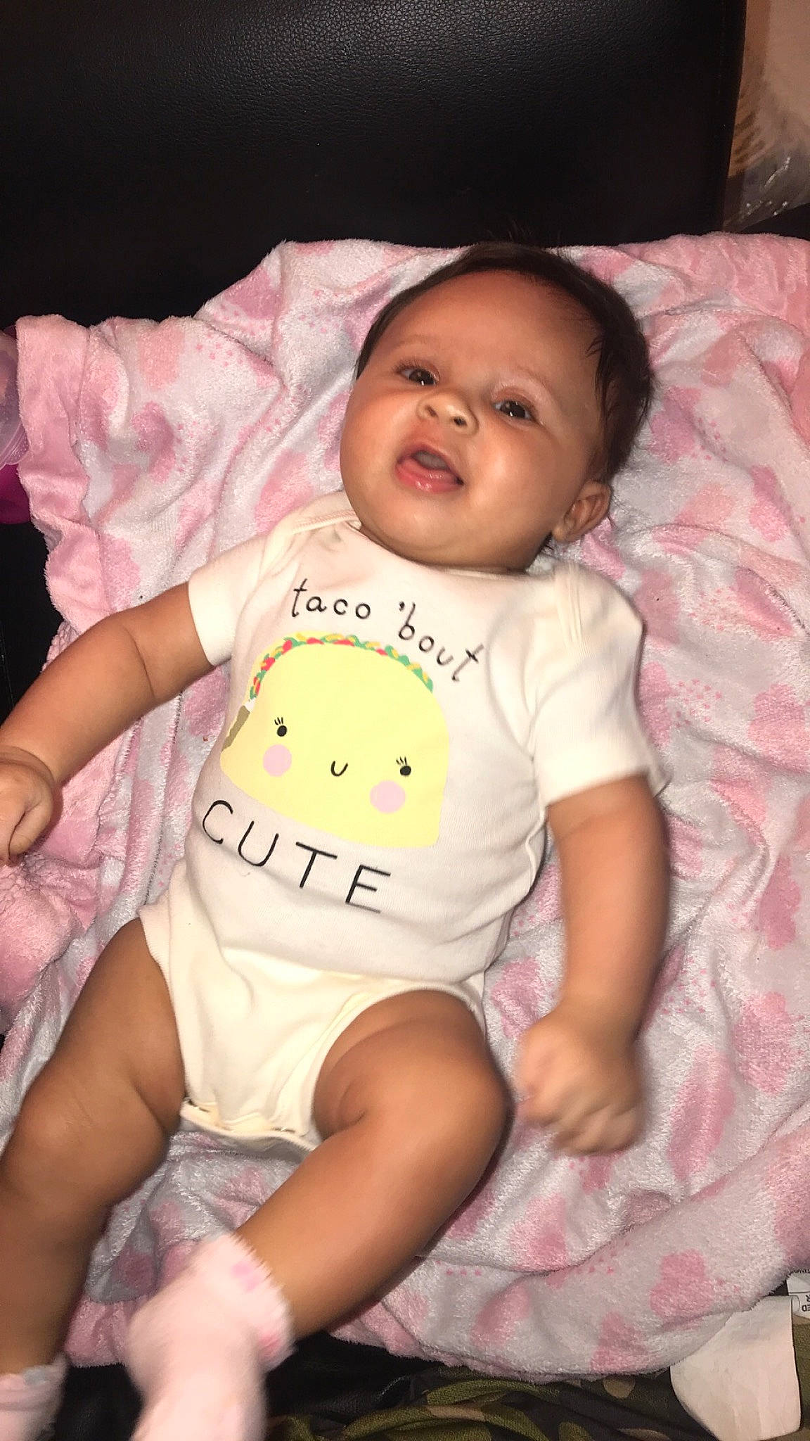 Danica is registered to the contest to win money with this photo: baby, baby_products, baby_toddler_clothing, cheek, child, person, pink, skin, toddler