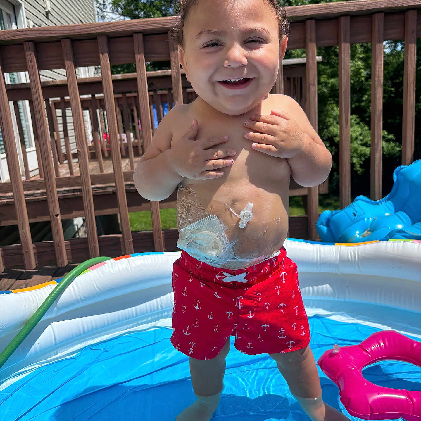 Zealin joined the competition — help win amazing prizes! architecture, baby, backyard, building, clothing, face, head, house, housing, nature, person, photography, pool, porch, portrait, shorts, summer, swimmingpool, swimwear, water