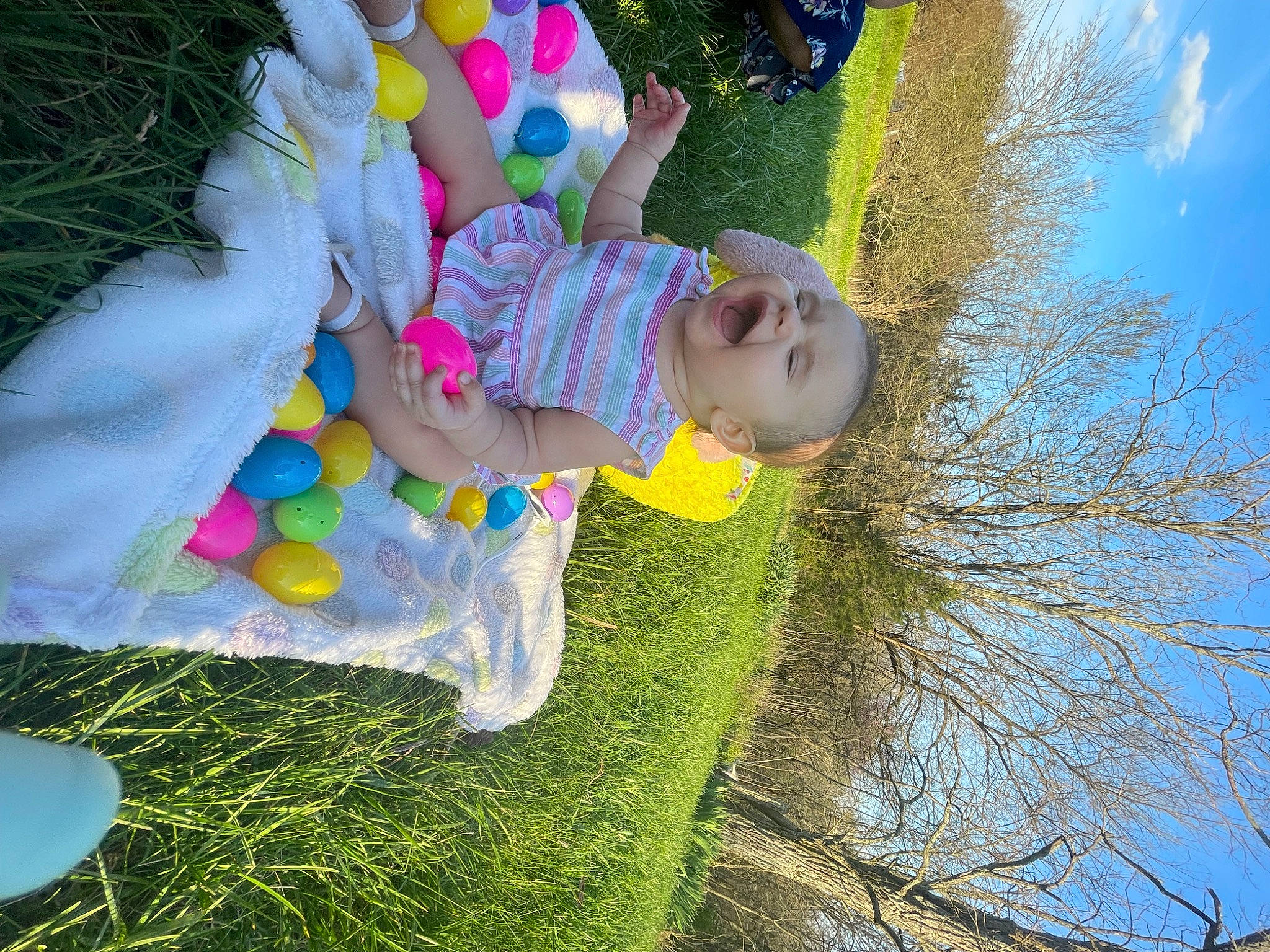 Gabriella joined the competition — help win amazing prizes! baby, baby_toddler_clothing, child, cloud, fun, grass, happy, leisure, party_supply, people_in_nature, person, plant, play, sky, toddler, toy, tree, water