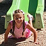 Liah participe au concours pour gagner de l'argent avec cette photo : braids, casual, child, fun, girl, green_slide, happy, kid, outdoor, pebbles, pink_dress, play, playground, recreation, shoes, slide, smiling, summer, sunlight, white_bows