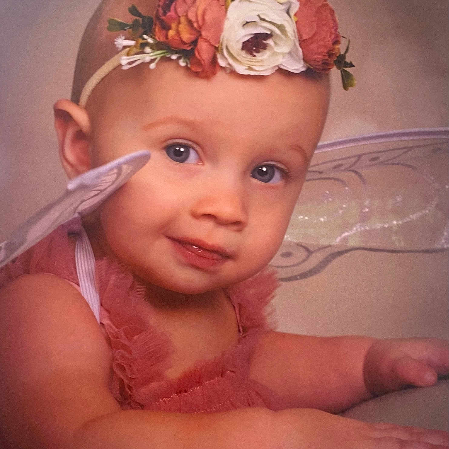 Lylah is registered to the contest to win money with this photo: accessories, baby, bodypart, clothing, dress, face, finger, flower, flowerarrangement, flowerbouquet, hand, head, headband, person, petal, photography, plant, portrait, pottedplant, rose