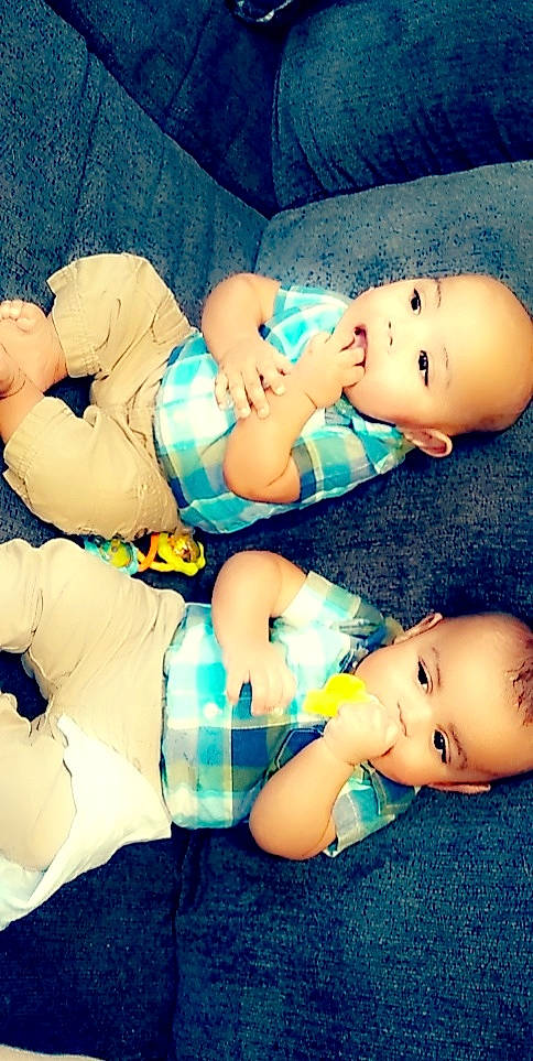 Elijahandisaiah is registered to the contest to win money with this photo: baby, baby_toddler_clothing, blue, cheek, eye, face, facial_expression, finger, happy, head, human, light, mouth, nose, person, product, skin, textile, toy, white