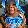 Naioir is registered to the contest to win money with this photo: baby, child, smiling, blue_hat, blue_swimsuit, ruffle, infant, seat, car_interior, skin, happy, cute, portrait, person, summer, sun_hat, sitting, hands, closeup, young