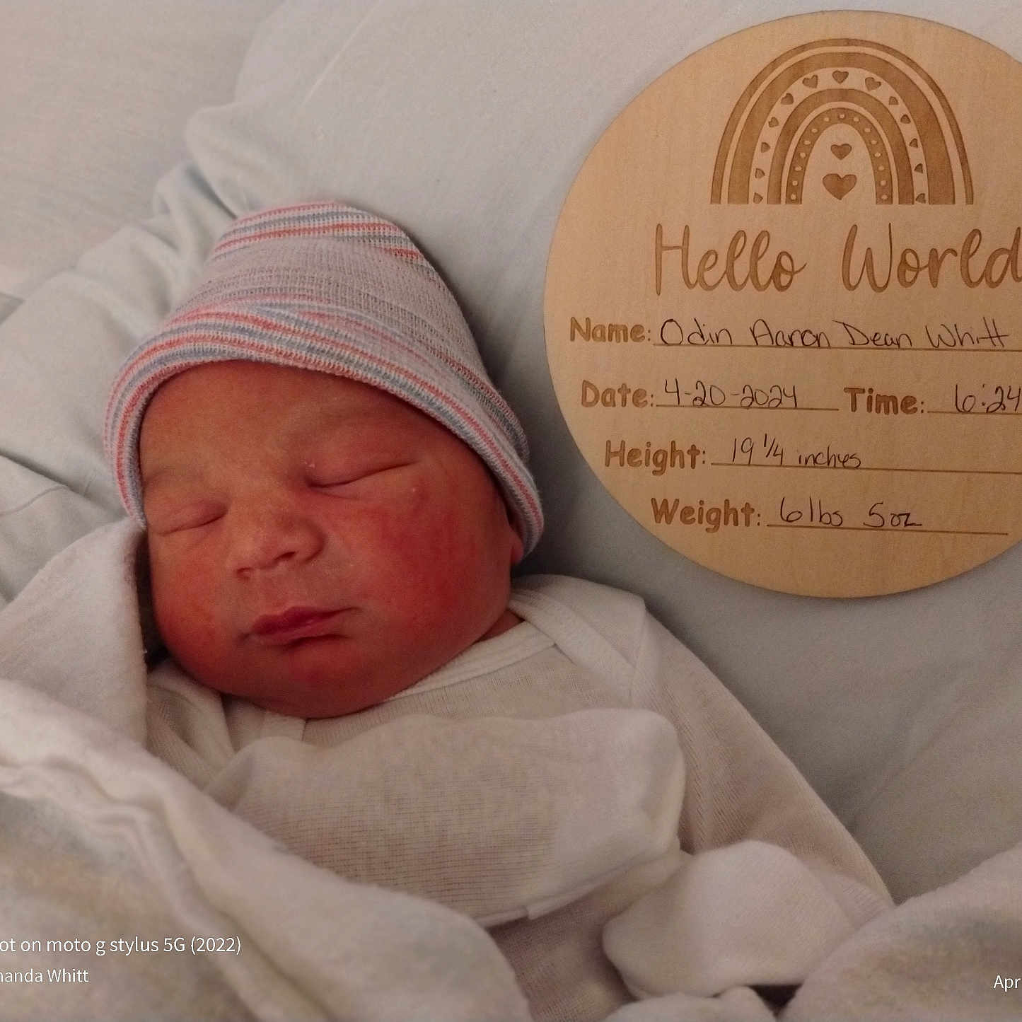 Odin is registered to the contest to win money with this photo: architecture, baby, bed, blanket, bonnet, building, cap, clothing, cushion, face, furniture, glove, hat, head, hospital, newborn, person, photography, portrait, sleeping