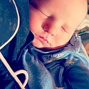Elias is registered to the contest to win money with this photo: baby, blue_clothing, calm, child, closeup, cozy, cute, face, head, indoors, infant, newborn, peaceful, person, portrait, resting, skin, sleeping, soft_light, tender