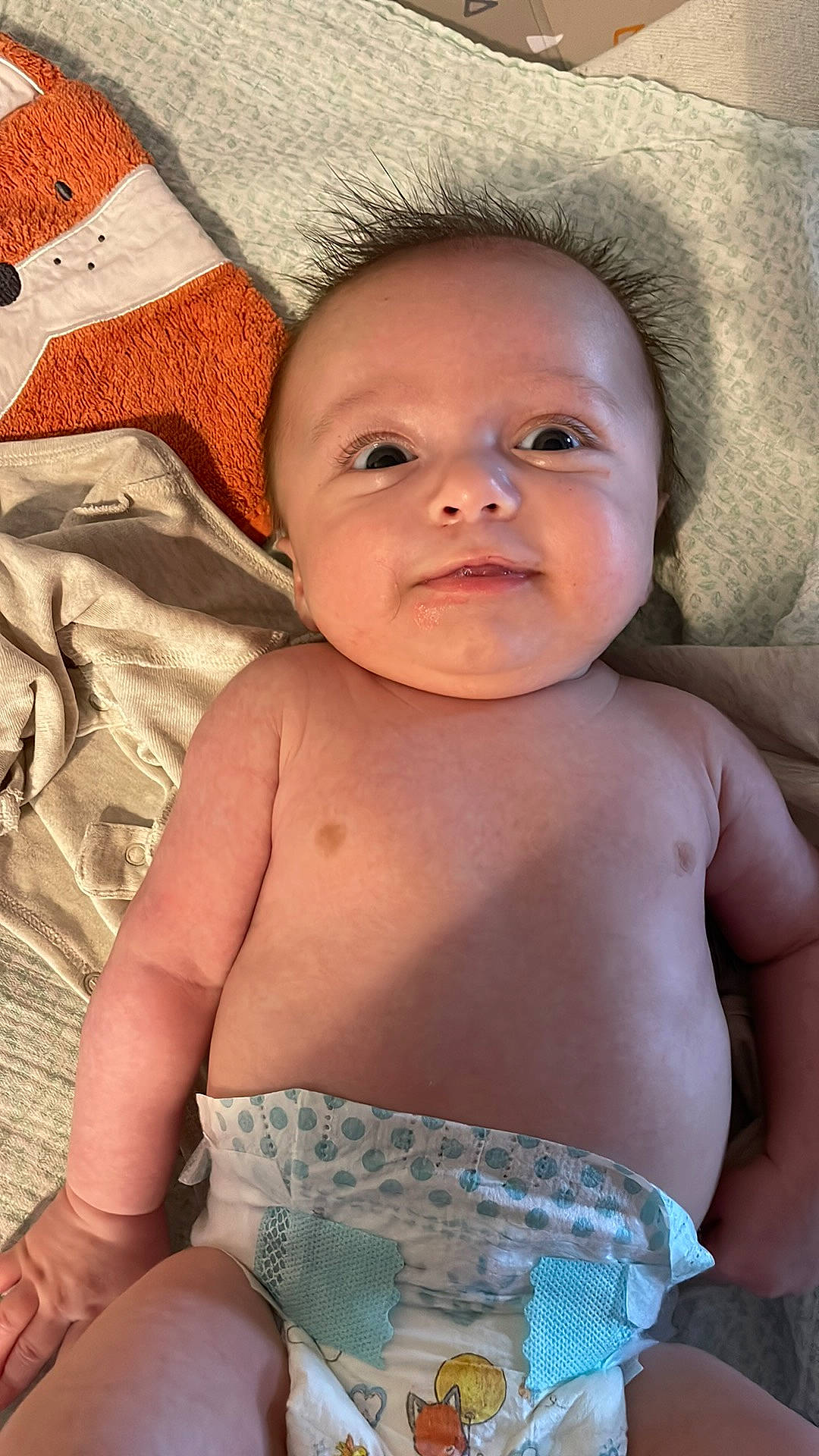 Elyo participe au concours pour gagner de l'argent avec cette photo : baby, cheek, chest, chin, eye, eyebrow, eyelash, happy, head, iris, lip, mouth, muscle, nose, organ, person, skin, smile, stomach, textile