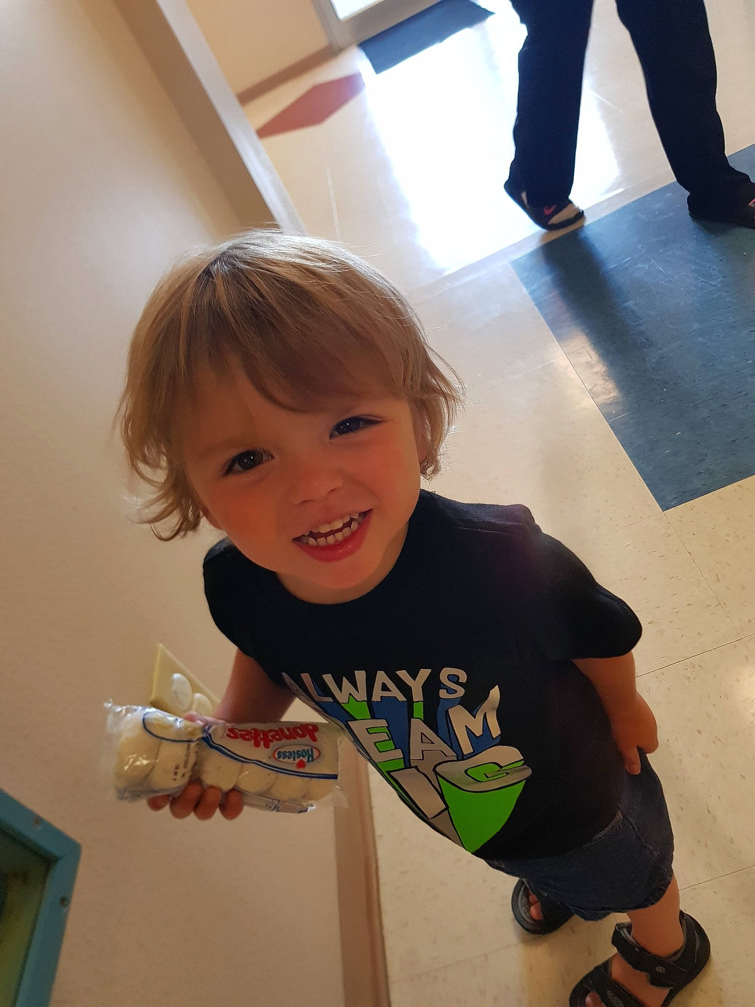 Brennan joined the competition — help win amazing prizes! arm, child, floor, flooring, fun, joint, joy, leg, person, play, smile, standing, t_shirt, toddler