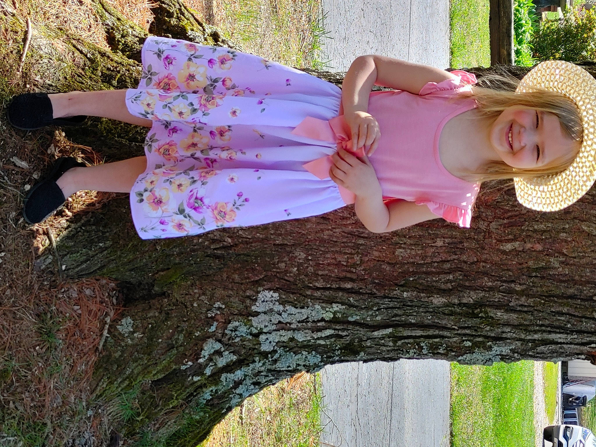 Shayleigh joined the competition — help win amazing prizes! botany, child, face, fedora, fun, grass, happy, hat, joy, leisure, magenta, person, pink, plant, recreation, spring, sun_hat, thigh, toddler, tree