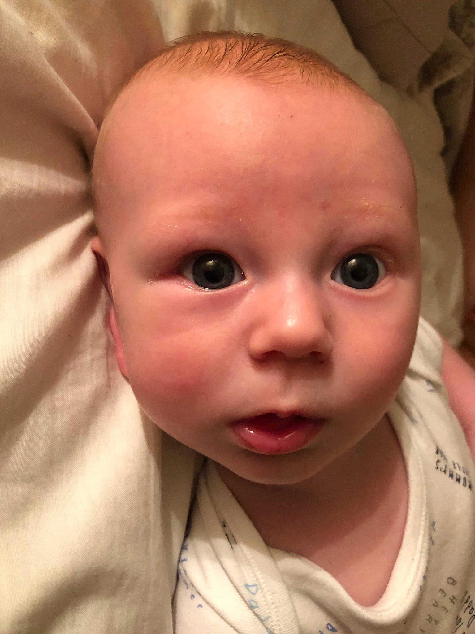 Jacob is registered to the contest to win money with this photo: baby, baby_making_funny_faces, cheek, child, chin, close_up, ear, eye, eyebrow, face, facial_expression, forehead, head, iris, lip, mouth, nose, organ, person, skin
