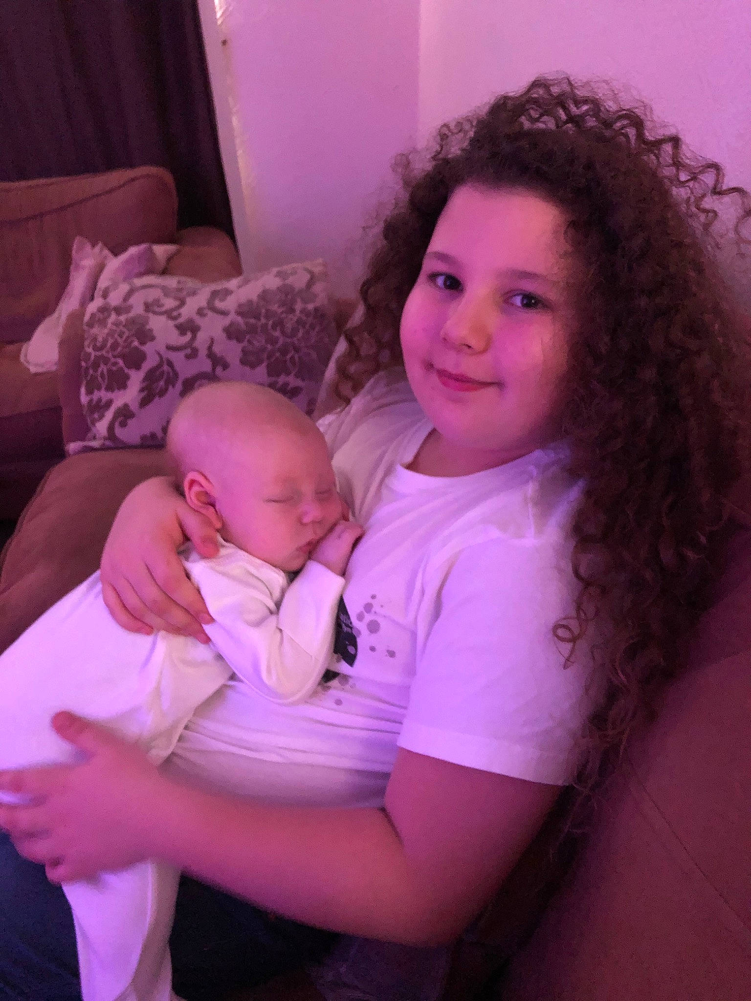 Caitlin is registered to the contest to win money with this photo: baby, cheek, child, daughter, eye, fun, hug, iris, joy, magenta, mother, person, pink, purple, skin, smile, toddler, violet