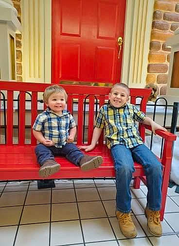 Richard joined the competition — help win amazing prizes! chair, child, daughter, design, family, furniture, home, leisure, pattern, people, person, plaid, play, room, sitting, toddler