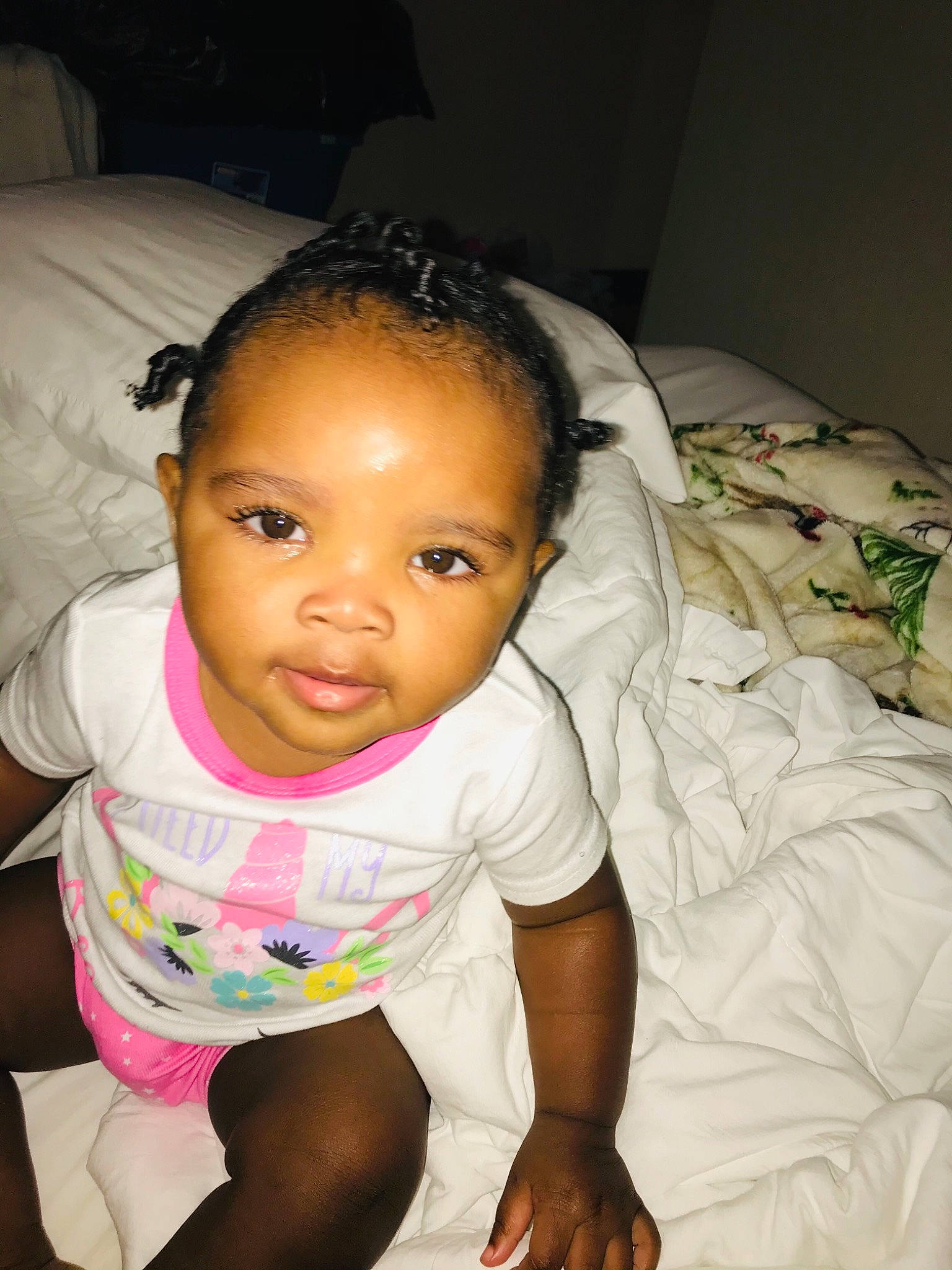 Kaliyah is registered to the contest to win money with this photo: arm, baby_toddler_clothing, black, cheek, chin, eye, eyebrow, finger, forehead, happy, human_body, iris, lip, mouth, nose, person, shorts, skin, sleeve, smile