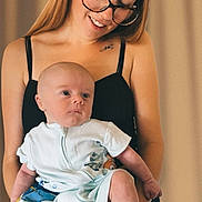 River-Lee is registered to the contest to win money with this photo: baby, casual, child, clothing, cute, face, glasses, happy, holding, human, indoor, infant, light, love, mother, person, portrait, skin, smiling, woman