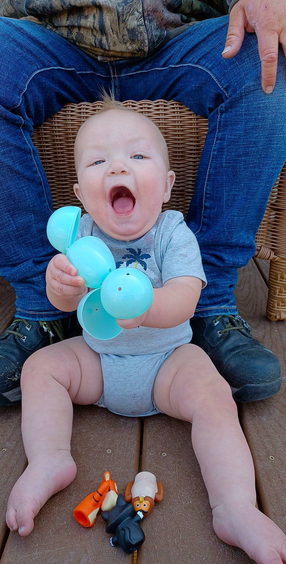 Kelson is registered to the contest to win money with this photo: azure, baby, baby_toddler_clothing, blue, cheek, clothing, comfort, finger, hairstyle, happy, head, jeans, lap, leg, person, skin, smile, textile, thigh, toddler