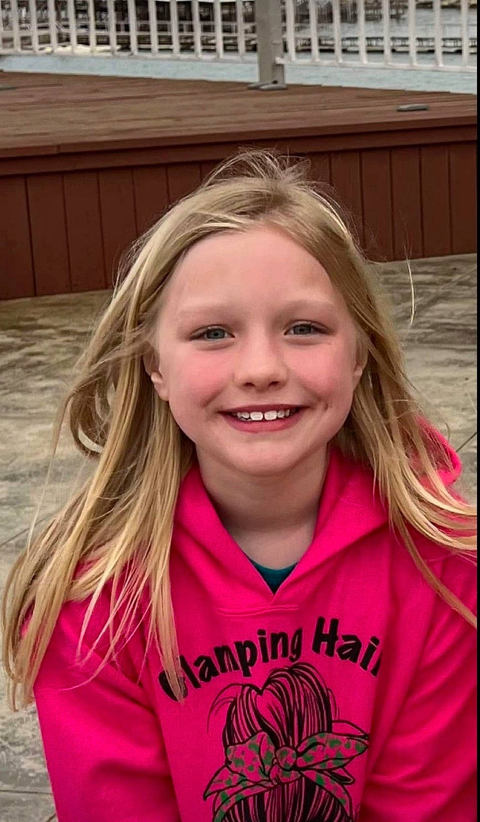 Kaylee joined the competition — help win amazing prizes! blond, brown_hair, child, eye, fun, grass, happy, hoodie, iris, joy, laugh, magenta, person, pink, player, portrait_photography, recreation, sleeve, smile, t_shirt