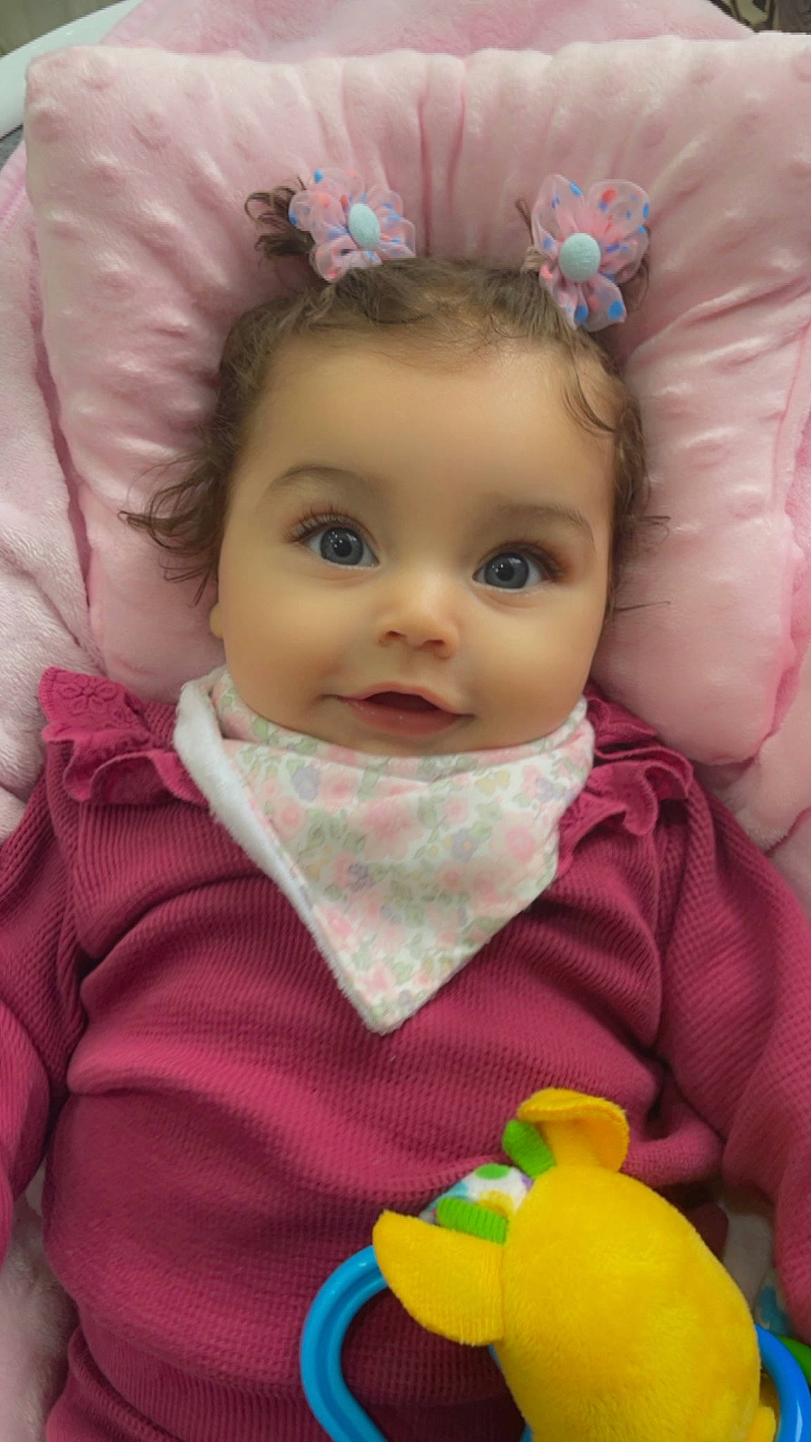 Astrid joined the competition — help win amazing prizes! baby, baby_toddler_clothing, cheek, chin, clothing, eye, eyebrow, eyelash, head, iris, lip, mouth, nose, organ, person, pink, skin, sleeve, textile, white