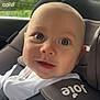 baby, child, car_seat, seatbelt, white_clothing, smile, face, head, eyes, infant, indoors, window, rain, car, safety, straps, cute, portrait, closeup, young