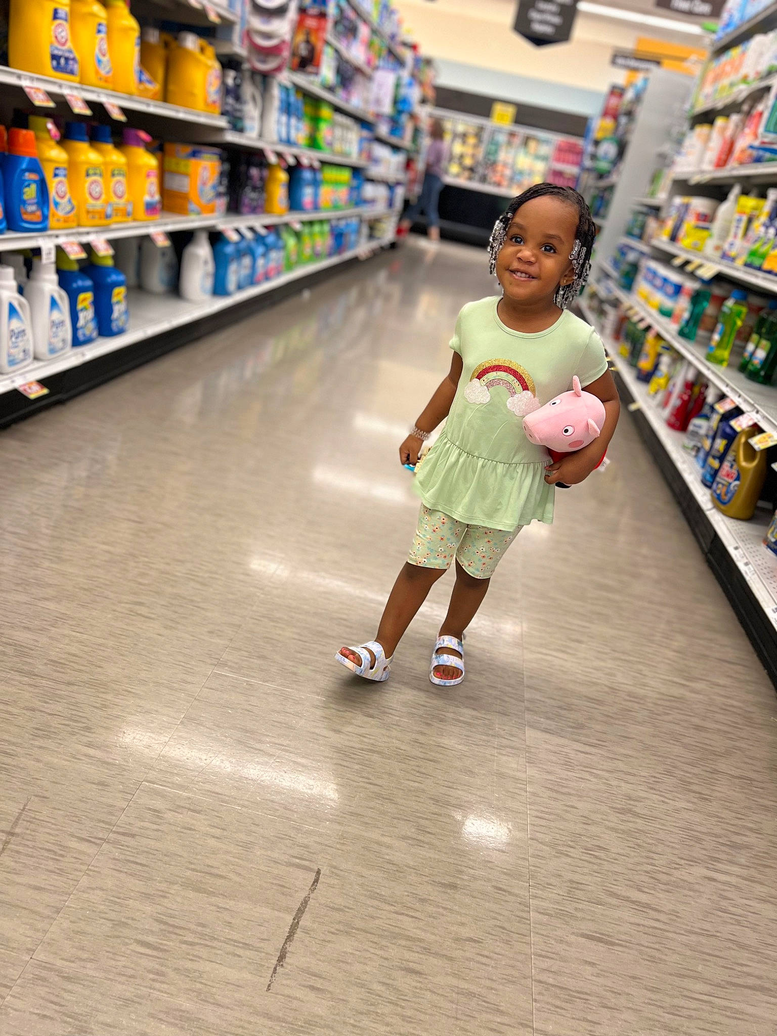 Iyana joined the competition — help win amazing prizes! convenience_store, customer, floor, flooring, fun, grocery_store, happy, human_leg, joy, leg, leisure, person, play, retail, shelf, shopping, shorts, skin, thigh, toddler