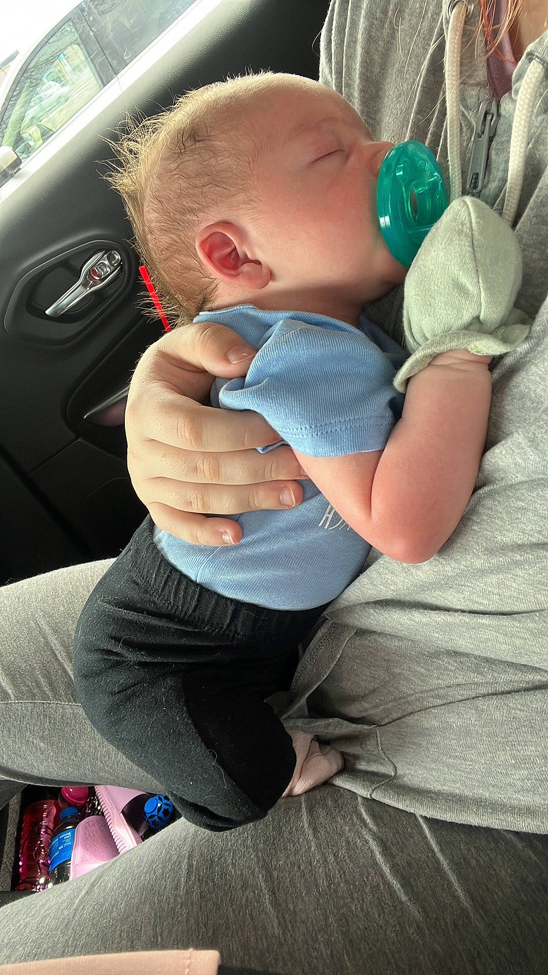 Ariella joined the competition — help win amazing prizes! baby, baby_products, baby_toddler_clothing, car, car_seat, child, comfort, cool, finger, hand, head, human_leg, lap, leg, person, personal_luxury_car, sitting, thigh, toddler, vehicle_door