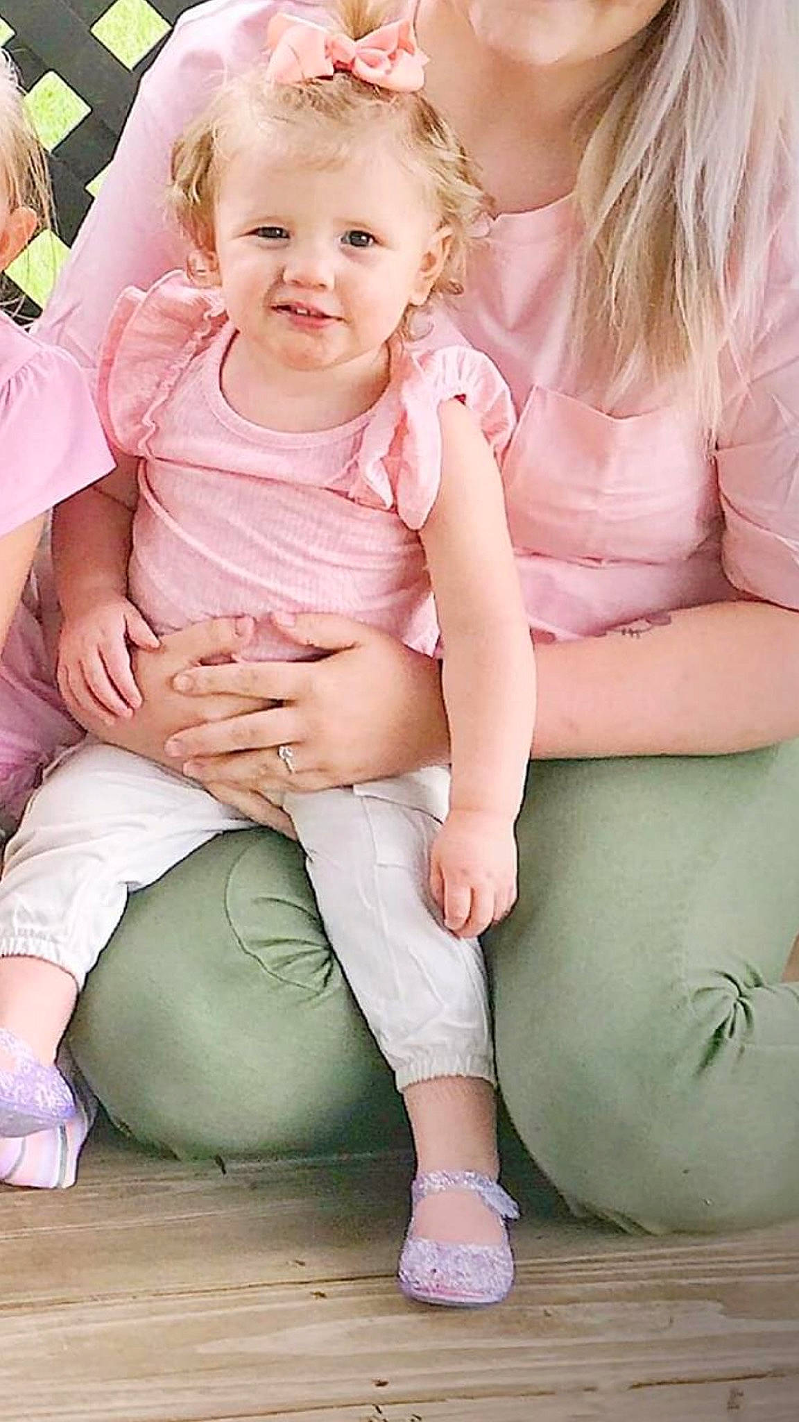 Myah is registered to the contest to win money with this photo: baby, blond, cheek, child, child_model, joy, leg, person, pink, sibling, sitting, skin, smile, toddler