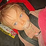 Mahyna a rejoint le concours — aidez-le/la à gagner de superbes lots ! toddler, child, pacifier, car_seat, blanket, pink, red, black, seatbelt, clip, baby, infant, indoors, closeup, person, face, hair, clothing, resting, young_child