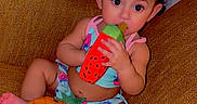 Aurora joined the competition — help win amazing prizes! baby, child, toy, plush, couch, swimsuit, indoors, colorful, fruit_toy, pineapple, ice_cream, cute, infant, sitting, playful, young_child, furniture, room, soft_toys, happy