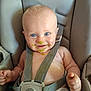 Negan a rejoint le concours — aidez-le/la à gagner de superbes lots ! baby, blue_eyes, car_seat, child, diaper, food_mess, face, highchair, infant, messy, mustache_food, person, seatbelt, smile, straps, toddler, young_child, cute, skin, expression