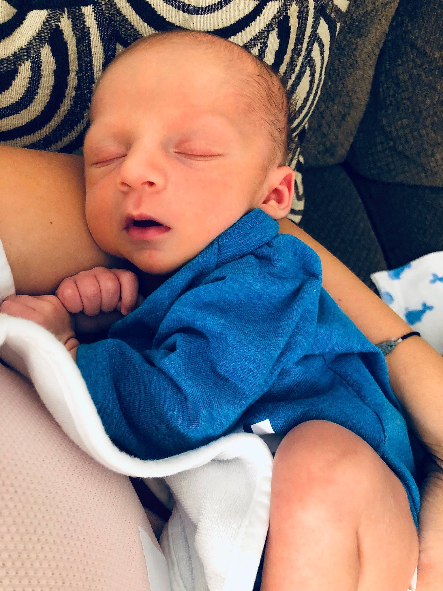 Aston is registered to the contest to win money with this photo: baby, birth, cheek, child, face, leg, nap, person, skin, sleep, toddler