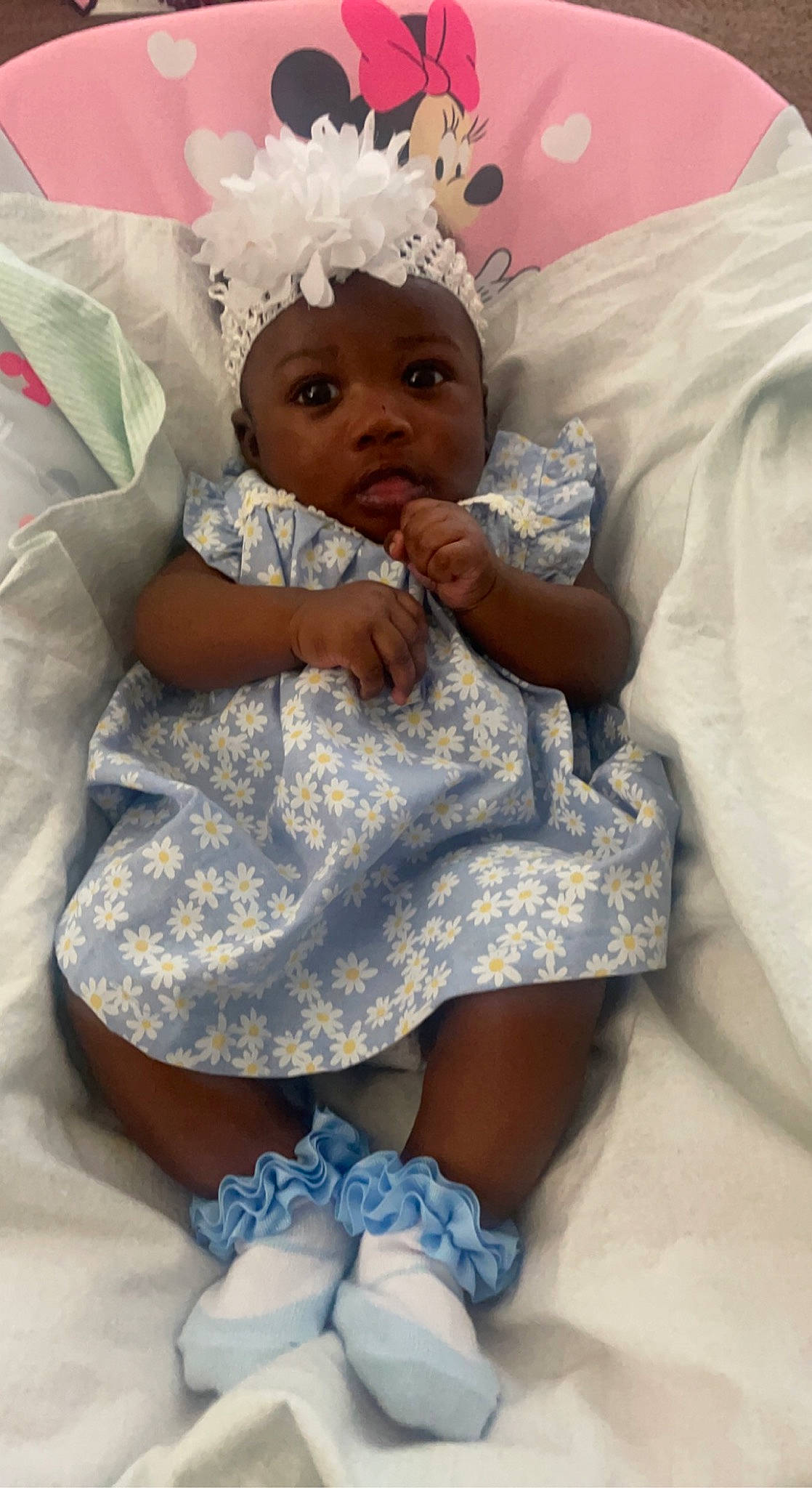 Harmony joined the competition — help win amazing prizes! baby, baby_toddler_clothing, child, comfort, dress, eye, face, finger, hairstyle, happy, head, iris, linens, people, person, pink, skin, sock, textile, toddler