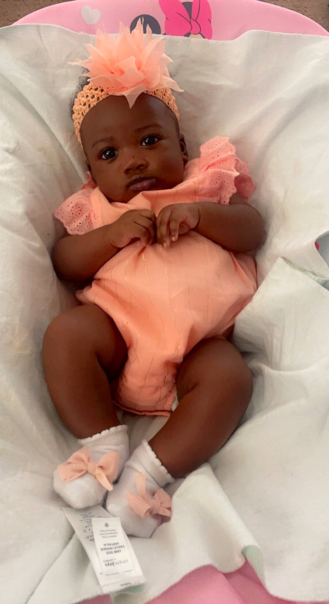 Harmony joined the competition — help win amazing prizes! arm, baby, baby_toddler_clothing, child, comfort, dress, face, finger, gesture, hand, head, human_body, knee, leg, nail, person, pink, skin, stomach, thumb