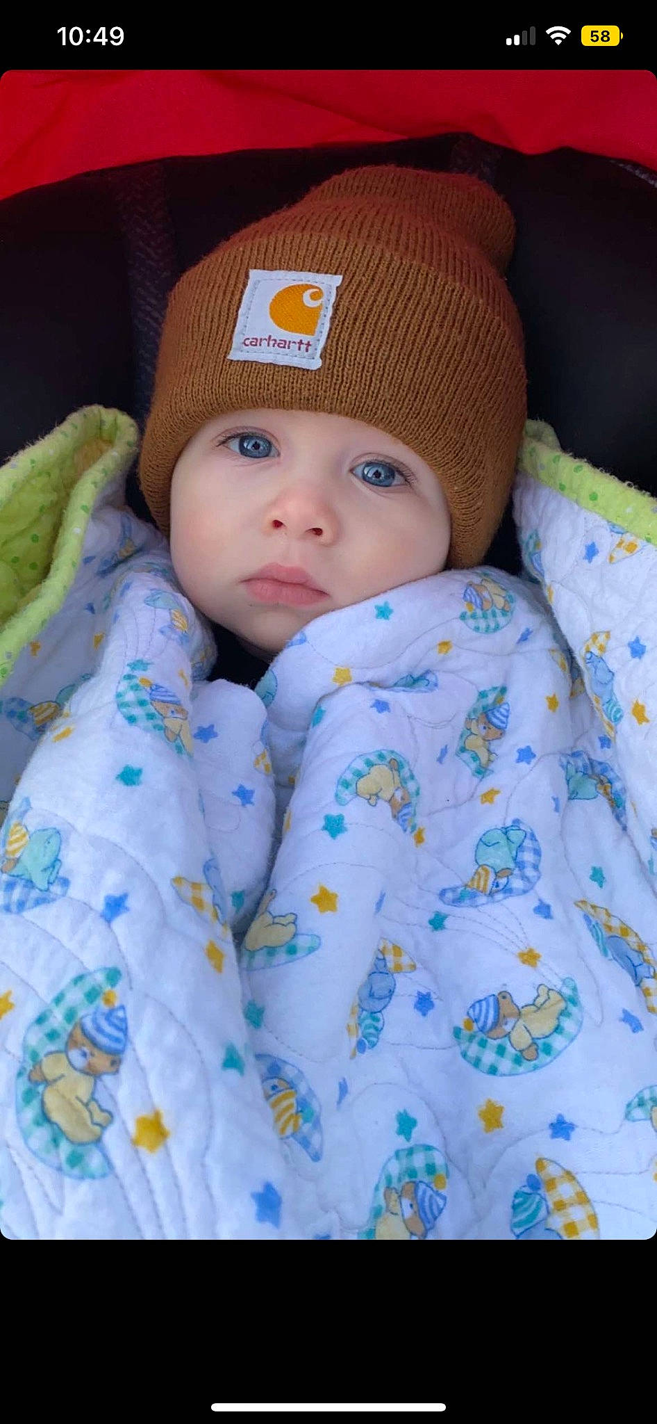 Beckham joined the competition — help win amazing prizes! azure, baby, baby_sleeping, baby_toddler_clothing, bedtime, cap, cheek, child, chin, comfort, eye, face, facial_expression, head, headwear, knit_cap, linens, nose, person, skin