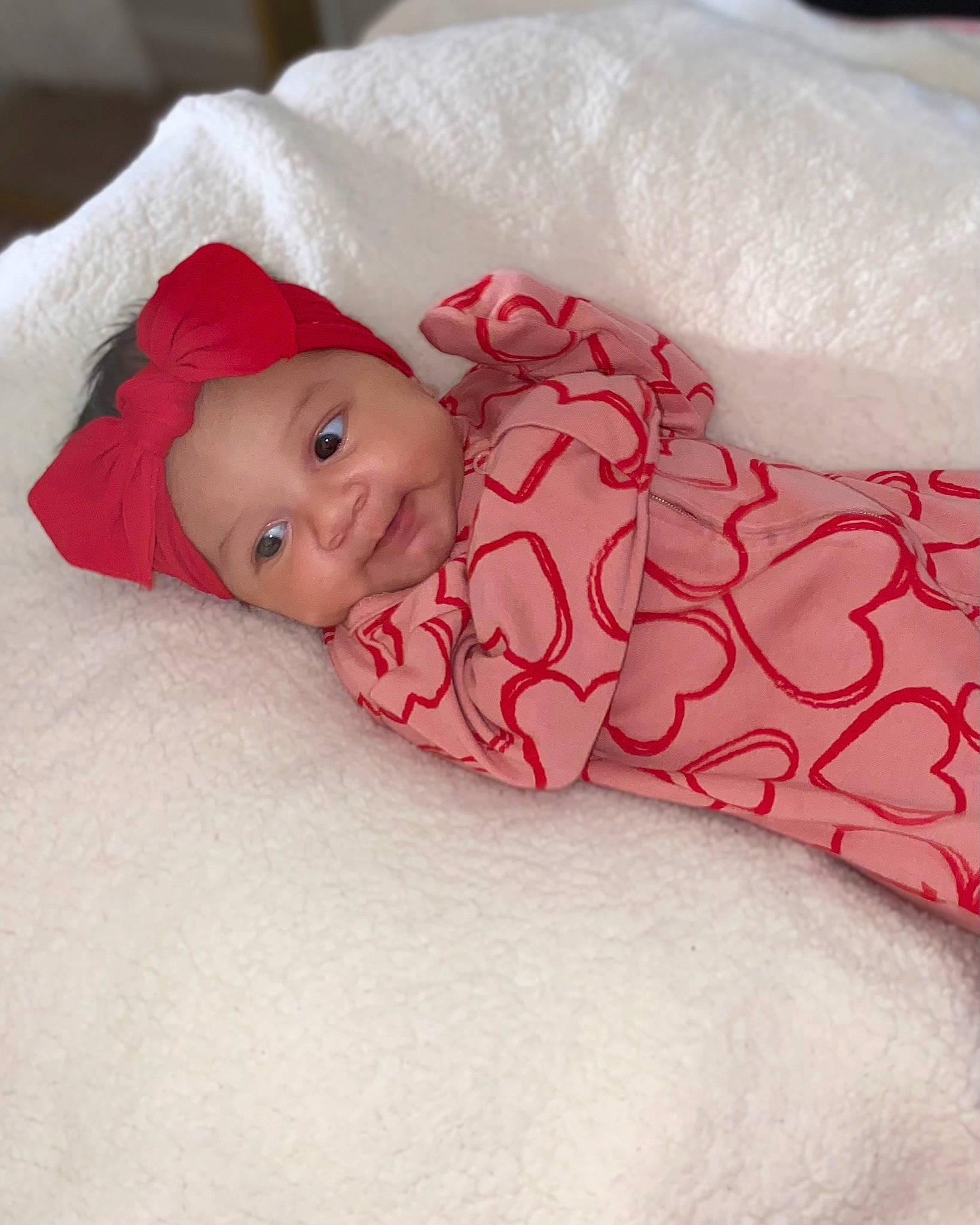 Denver joined the competition — help win amazing prizes! baby, baby_toddler_clothing, bedding, carmine, child, comfort, flesh, fur, headwear, human_leg, linens, pattern, person, portrait_photography, room, skin, sleeve, smile, toddler